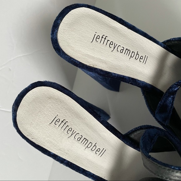 *JEFFREY CAMPBELL* Chika Blue Crushed Velvet Heels - Picture 5 of 9